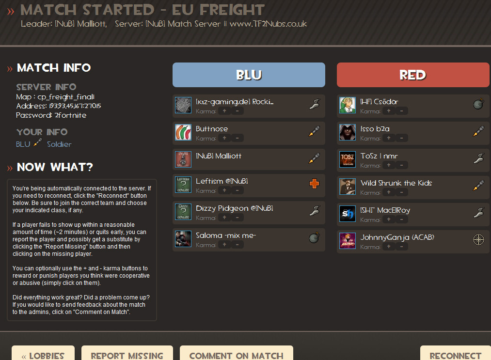 Lobby page when launched