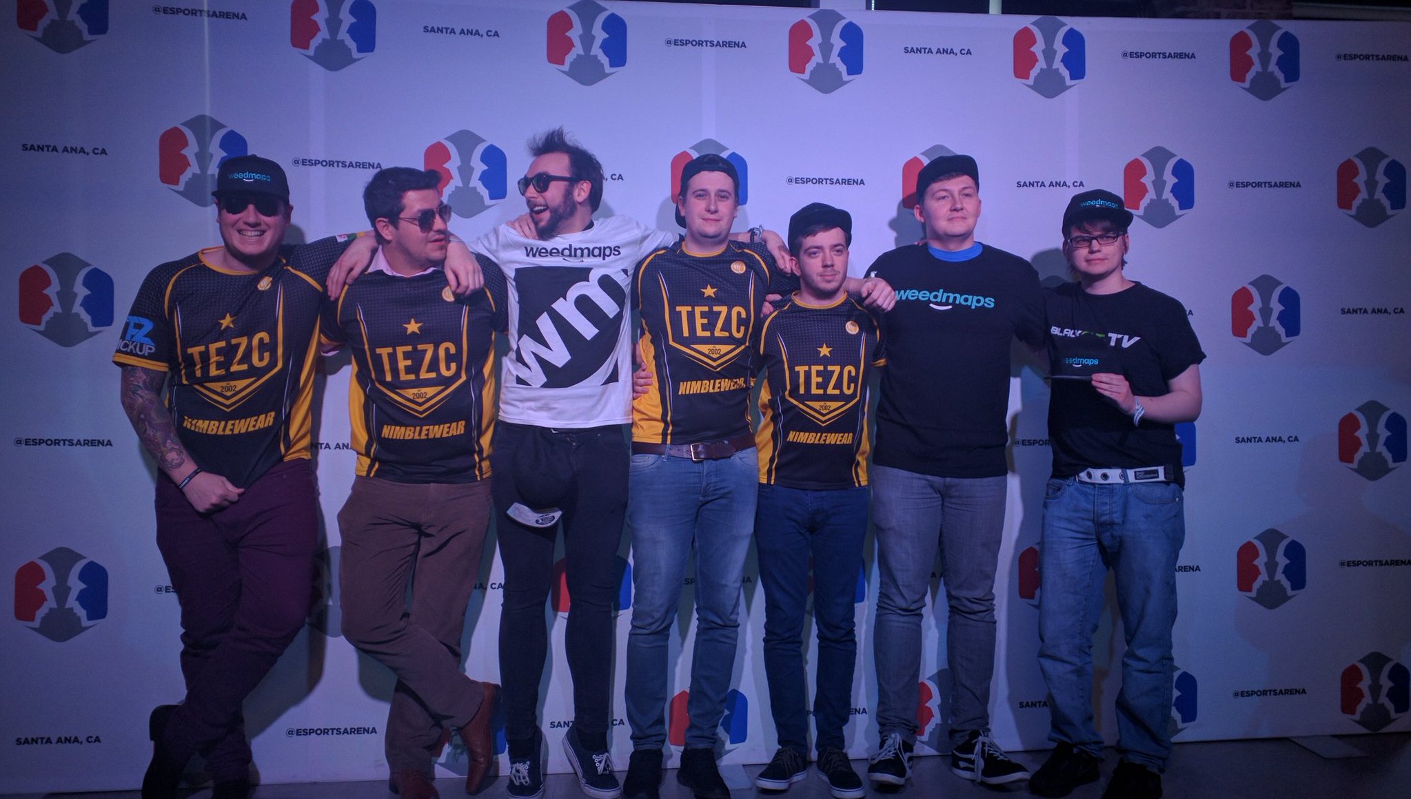 TEZC at Esports Arena Rewind 2017. From left to right: MattCV, Coleman, CommanderX, Anderson, SoniX, Maxi, Hildreth.